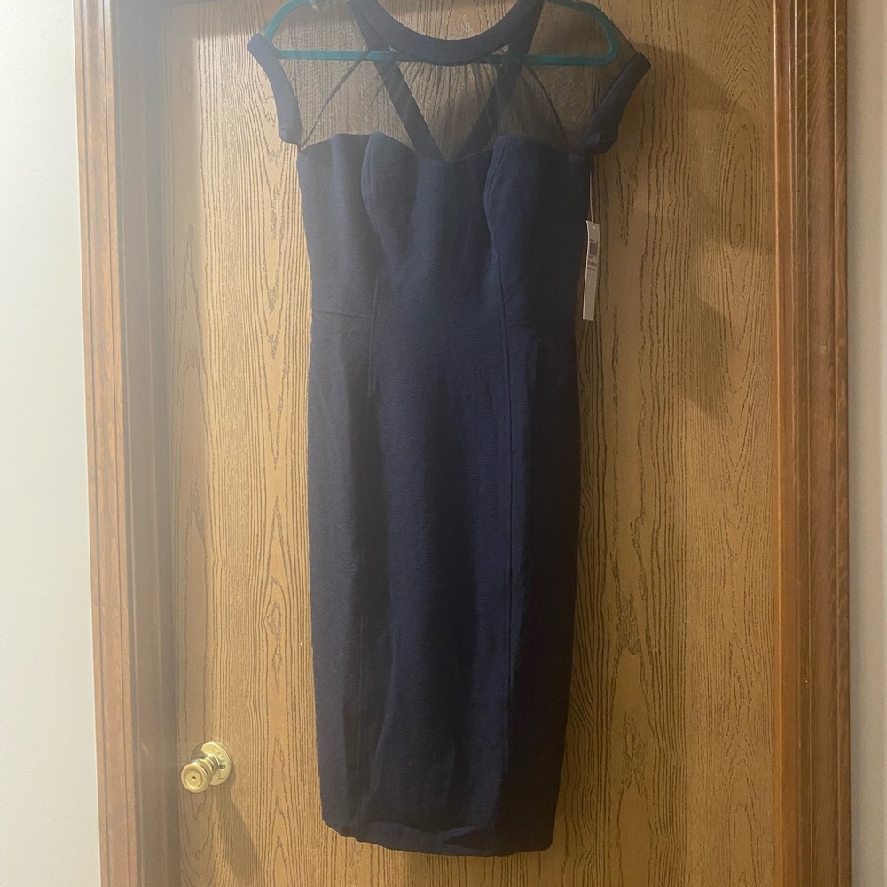Maggy London illusion blue knee length dress